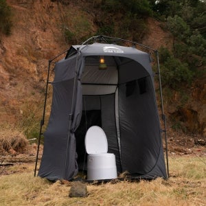 모토캠핑 1인용 휴대용 원터치 샤워 텐트 캠핑 용품 은으로 코팅된 아이언 그레이
