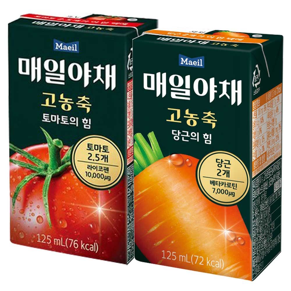 해들추쳔샵 토마토 125ML 24팩 당근 125ML 24팩 토마토주스 당근의힘 매일주스