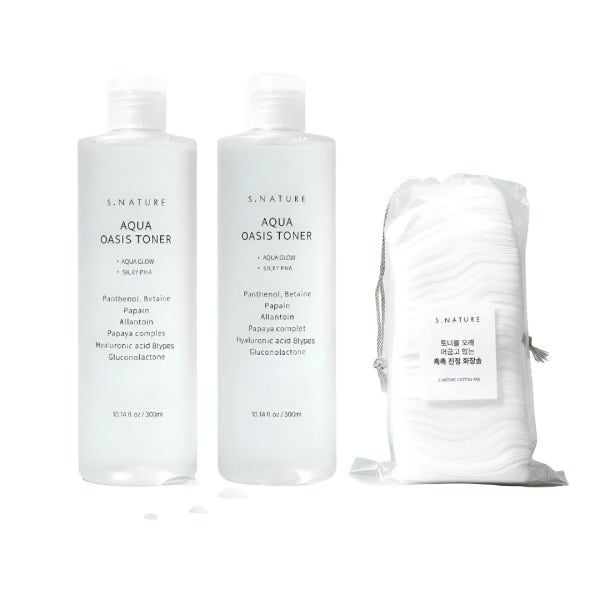 에스네이처 아쿠아 오아시스 토너 300ml+300ml+화장솜 기획세트