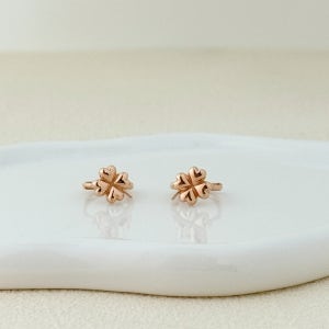 14k 18k 네잎클로버 원터치 링 귀걸이 특별한 선물 데일리 골드 이어링