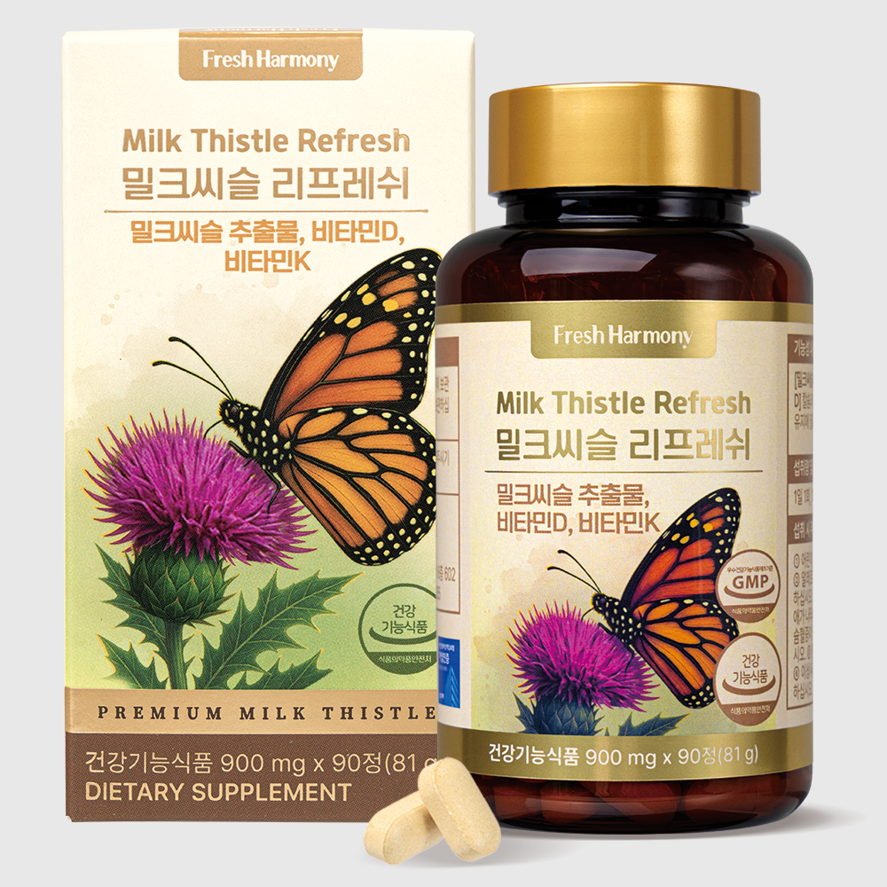 프레쉬하모니 밀크씨슬 리프레쉬 <b>실리마린</b> 간건강 90정, 1개