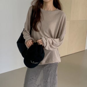 린넨맨투맨 여성여름긴팔티셔츠 얇은맨투맨 루즈핏 시스루 긴팔 여름 무지
