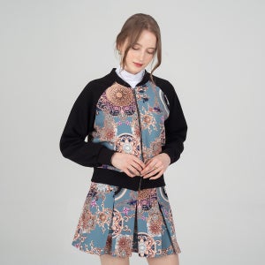 여성골프웨어세트 골프재킷 플리츠스커트 마틴나염 집업 주름스커트 셋업