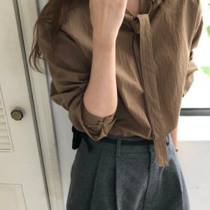 (밤당일)오버테이크 노머드 타이 셔츠 4col 오버핏 블라우스