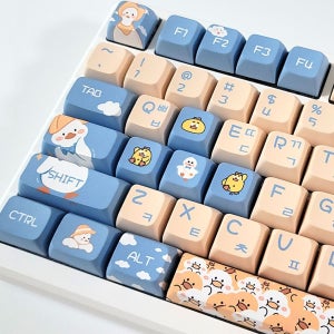 파스텔 더키 XDA 프로파일 144키 PBT 키보드꾸미기 예쁜 오리 풀배열 한영 한글 키캡