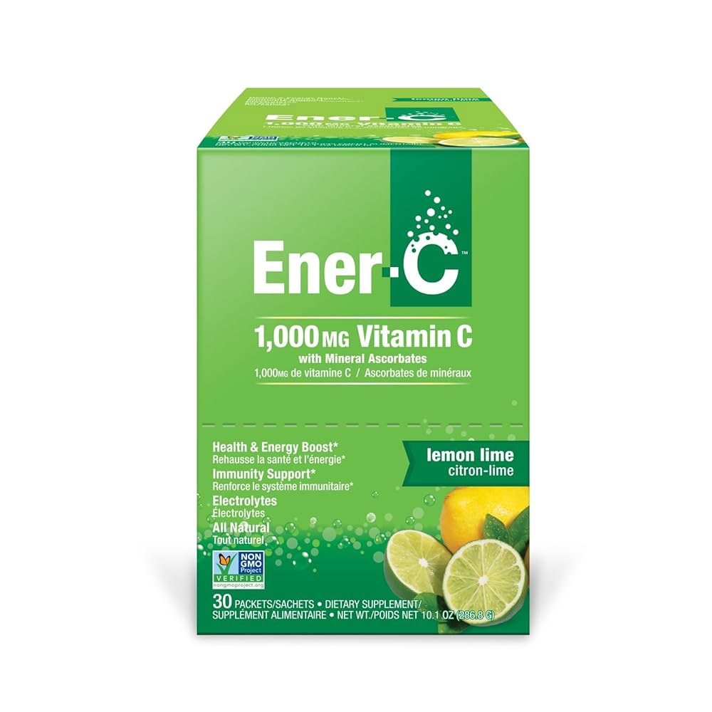 에너-<b>C</b> <b>비타민</b> 음료 믹스, <b>레몬 라임</b>, <b>1000mg</b>, 30개