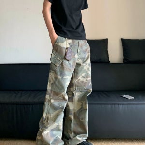 코크 위장 슬림 팬츠 기모바지 조거 와이드 카모플라주 S