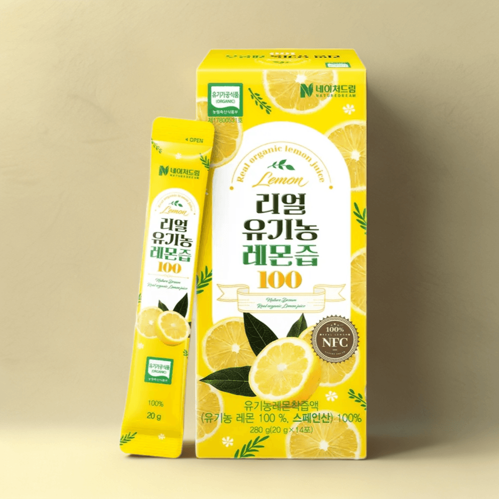 <b>네이처드림</b> 100% 레몬원액 리얼 유기농 레몬즙 20g x 14포입 1박스 레몬수