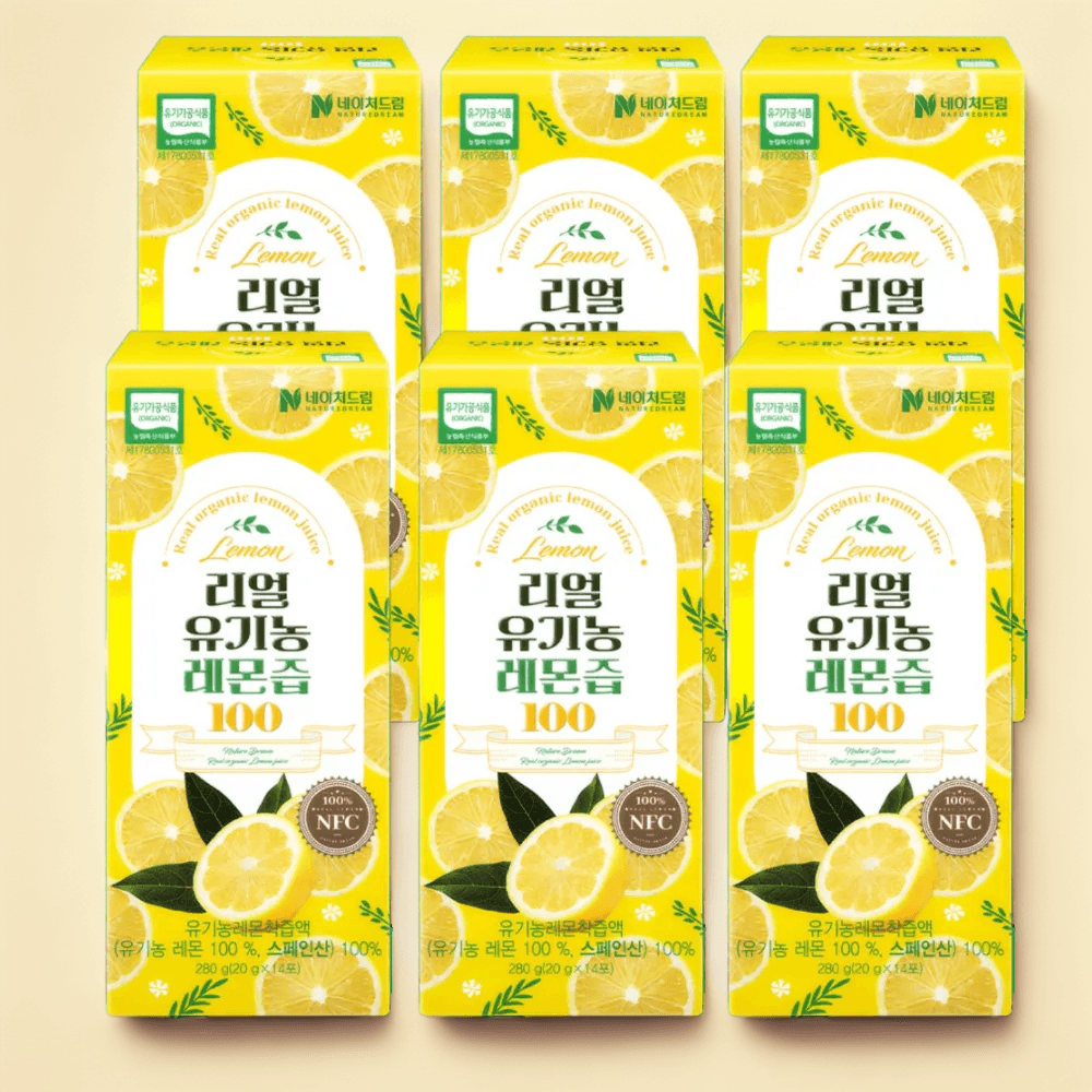 리얼 유기농 레몬즙 <b>네이처드림</b> 100% 레몬액 스틱 6박스(84포)