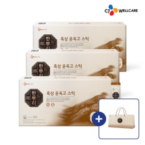 CJ 한뿌리 흑삼 윤옥고 스틱 면역 / 활력/ 피로개선/ 항산화 선물세트 3박스 총 90포[쇼핑백 포함]