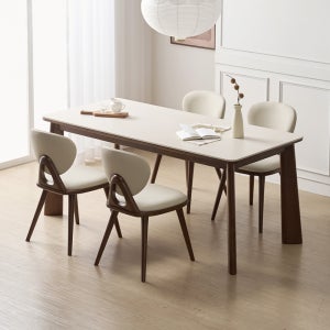 브로나 포세린 세라믹식탁 세트 원목 6인용 포쉐린 테이블 식탁+의자4, 1800mm, 월넛