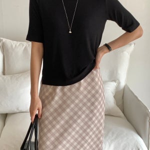 7부 라운드 베이직 티셔츠