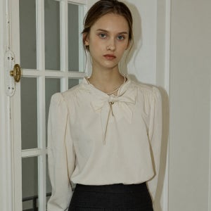 [논로컬] Scarf Tie Goldish Blouse - 4컬러