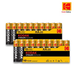 코닥 XTRALIFE 알카라인 건전지 AA 20개입, 2개