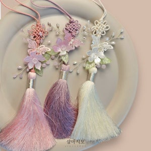 복숭아꽃 노리개 고급 전통 여아 한복 소품 장신구