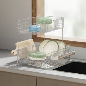 올스텐 304 2단 식기건조대 스테인리스 스틸 자동물빠짐 대용량 주방 설거지 정리 선반