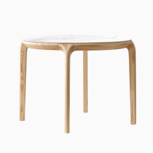 리바트 레티 원형 세라믹 원목 식탁 1060mm, 내추럴 화이트마블