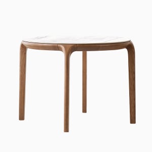 리바트 레티 원형 세라믹 원목 식탁 1060mm, 월넛 화이트마블