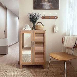 원룸신발장 현관수납장 거울신발장 낮은 우드 현관장