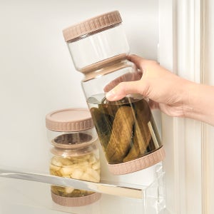 [세트]담아락 유리 피클병 장아찌통 물빠지는 밀폐 보관용기 반찬통 S+L