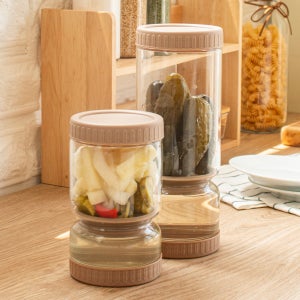 하울스홈 담아락 유리 피클병 장아찌통 물빠지는 밀폐 보관용기 반찬통