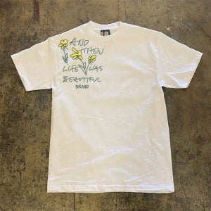 레터링 플라워 커플 반팔티 스포츠반팔 반팔 등산반팔 화이트 260g 중량 순면직물 S