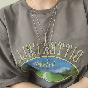 실버925 슬림 십자가 50cm 60cm 삼각고리 얇은 체인 긴 롱 목걸이(2size)