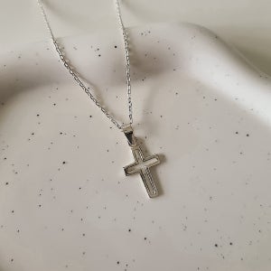 실버925 테두리 십자가 50cm 60cm 삼각고리 얇은 체인 긴 롱 목걸이(2size)