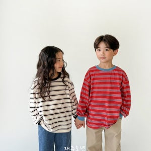 재주소년 가을 크레용 티셔츠 레드15호 재고있음