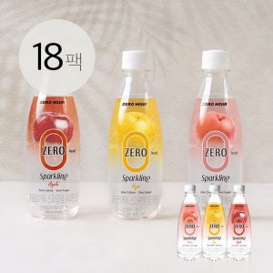 [제로아워] 0kcal 스파클링 복숭아/사과/유자 18개입 무설탕 음료 350ml