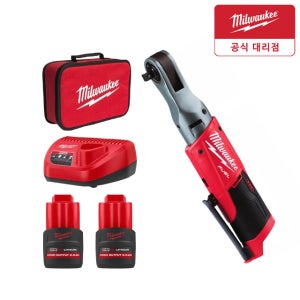 밀워키 M12 FIR38-252B 충전 임팩트 라쳇 3/8 12V 2.5Ah 배터리 2팩