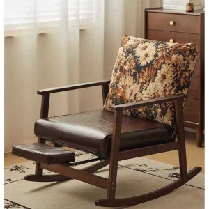 좌식 원목 흔들 의자 좌식 체어 홈 리클라이너 낮잠 검정 해바라기 페달