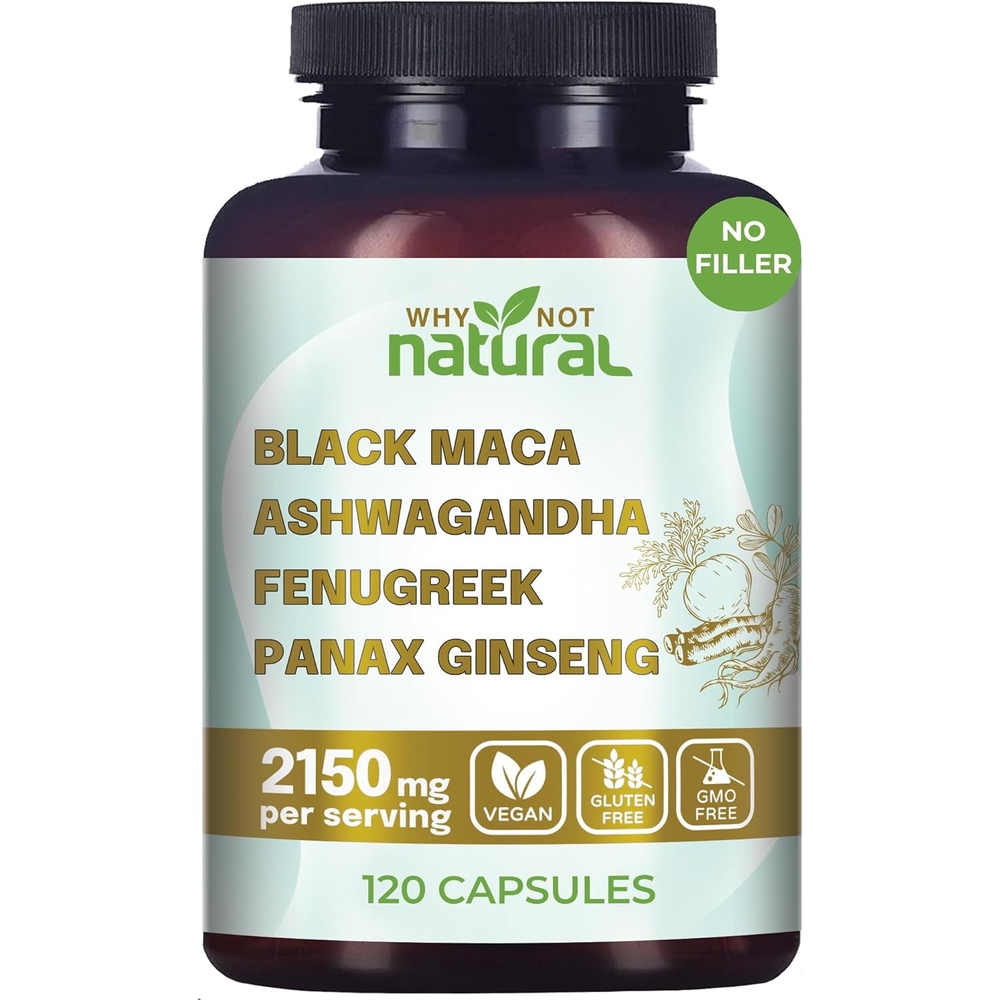 와이낫내추럴 블랙 <b>마카 루트</b> 아쉬와간다 페누그릭 파낙스 인삼 120<b>캡슐</b>