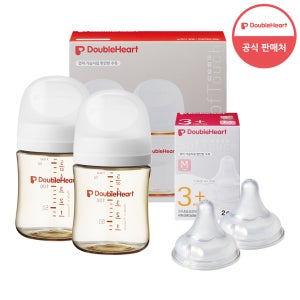 [더블하트] 3세대 160ml 트윈팩(젖병2개)+젖꼭지2개