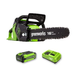 그린웍스 40V 충전 체인톱 16 8Ah 배터리 충전기 세트 브러시리스 벌목톱