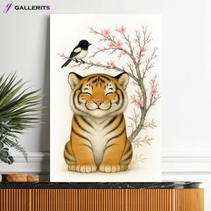 아기 호작도 호랑이 까치 그림 풍수 거실 현관 액자 가게오픈선물 중형