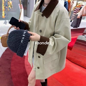 디코르 오블리크 카라 배색 워크 자켓