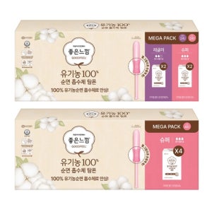 좋은느낌 유기농 순면 탐폰 12개 x 4팩 레슐러 슈퍼 대용량