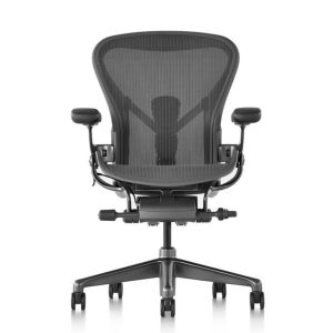 [1:1안심검수]허먼밀러 B타입 뉴에어론 풀펑션 의자+헤드레스트+플로어휠 새틴알루미늄, 카본