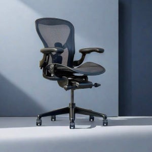 12년 보증 허먼밀러 뉴 에어론 체어 B TYPE 사무용 의자 새틴알루미늄, 오닉스