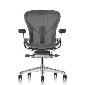 [1:1안심검수]허먼밀러 B타입 뉴에어론 풀펑션 의자+헤드레스트+플로어휠 CD, 카본