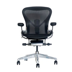 [1:1안심검수]허먼밀러 B타입 뉴에어론 풀펑션 의자+헤드레스트+플로어휠 CD+가죽암레스트, 오닉스