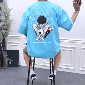 레터링 풋볼보이 프린트 남자 오버핏 반팔티
