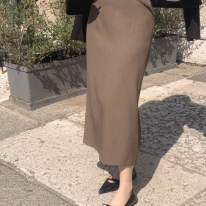 봄 가을 하객 스커트 일자 H라인 벨트세트 직장인 정장 치마 브라운 블랙 숏/롱 기장선택