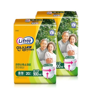 LG생활건강 라이프리 성인용기저귀 안심흡수 언더웨어 2팩(일반/ 장시간/ 중형/ 대형)