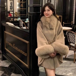 럭셔리 여우털 코트 겨울 벨트포함 캐시미어 모피코트