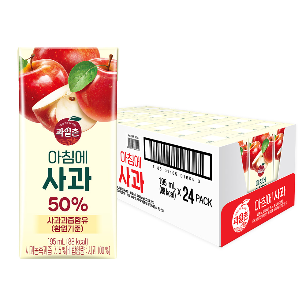 과일촌 아침에 사과 195ml 24개입