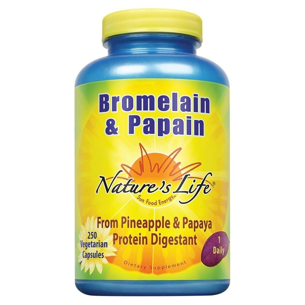 <b>네이쳐스라이프 소화</b>건강 파인애플 추출물 브로멜라인 250mg +파파인 250mg 250 베지캡슐