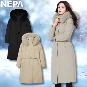 네파 아르떼 롱패딩 구스 여성 폭스퍼 벨티드 한겨울 보온 거위털 프리미엄 미드기장 롱패딩