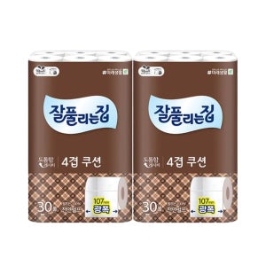 미래생활 잘풀리는집 4겹 쿠션 화장지 27m 60롤 휴지